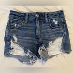 American Eagle Super Stretch Hi-Rise Distressed Denim Shortie Shorts Photo 1