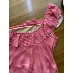 J Crew Ruffle One Shoulder Red White Gingham Full Coverage One Piece EUC Large Photo 7