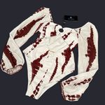 Ree Bees Chic White & Brown One Piece Swimsuit With Bold Cutouts Photo 1