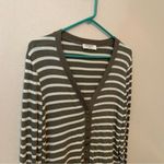 Zenana Outfitters Green Stripe Snap Front Vneck Cardigan Photo 1
