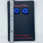 New beautiful blue crochet button earrings metal stud earrings summer earrings Photo 1