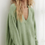 Aerie Unreal V Neck Light Green Oversized Slouchy Sweater XL Photo 0