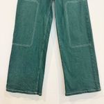 By Dyln Cooper Green High Rise Wide‎ Leg Baggy Jeans Contrast Stitch Size Small Photo 4
