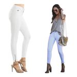 KanCan LA jeans 27” Opaque white denim sleek skinny cut raw hem zipper details Photo 1