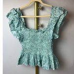 Anthropologie  Love the Label Smocked Ruffle Crop Top NWT Sz. L Photo 9