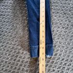 Off‎ Shoulder Large Denim Jean Top Frayed Hem Button Up Stretch Blue Y2K Photo 6