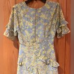Lost + Wander Blue & Yellow Floral V-Neck Faux Wrap Ruffle Mini Dress Size XS Photo 12