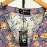 Nrvna Mode Jeanne Purple Floral Mini Shirt Dress Long Sleeve size Small NWT Photo 9