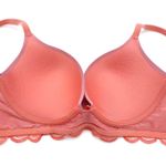 Aerie Womens 32D Real Good Underwire Bra Coral Pink Lace Molded Cups Push Up Photo 2