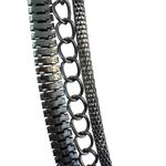 Multi Layered Chain Gunmetal Necklace Mesh Link Flat Steampunk Goth Emo Adj 19" Photo 1