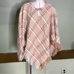 Boyne Valley Weavers Poncho Cape Sweater Ireland Made Fringed Alpaca Plaid‎ OS Tan Size undefined Photo 3