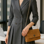 Women’s Grey Blazer Dress + Convertible Bag Excellent – XS – Chic Office Outfit Gray Photo 0