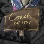 Coach Quilted Navy Blue & Purple Plaid Print Long Sleeve Snap Front Jacket Sz M Photo 5