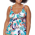 Raisin's  Rimini Tankini Top Molded Cups Floral White Colorful 14W Photo 0