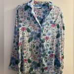 Soma Womens Button Up Satin Sleep Top Shirt S Small Blue Pink Floral Bust 36” Photo 0