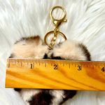 Leopard Print Faux Fur Heart Bag Charm Keychain New Tan Photo 4