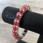 Vintage Stretch Bracelet Dark Pink Faux Pearl Photo 0