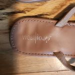 West Loop  Womens Sandals Size 7/8 Brown‎ Leather Slip On Flat Thong Rhinestone Photo 2