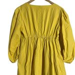 STAUD Sophie Yellow Pull Sleeves Square Neck A-Line Babydoll Mini Dress Size L Photo 9