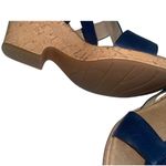 Clarks Women's Size 8.5 M Navy Blue Cork Wedges Leather T-Back Slingback Sandal Photo 6