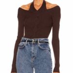 Jonathan Simkhai Leah Ribbed Cable Knit Wool Blend Sweater Chocolate Size XS Photo 2