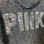 PINK - Victoria's Secret Victoria’s Secret PINK Sequin Hoodie Zip Up Gray Mesh Sleeve Size Small Bling Photo 8