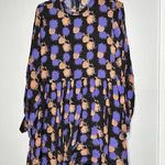 HOFMAN COPENHAGEN Purple Black Floral Elise Print Ruffles Mini Dress Size 42 Photo 2