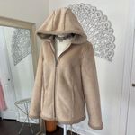 L.L Bean Cream Tan Faux Suede Chunky Teddy Shearling Winter Jacket With Hood M Brown Size M Photo 1