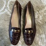 Salvatore Ferragamo  Brown Leather Croc Loafers size 8.5 Photo 6