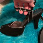 Rampage  EUC peep toe metallic and faux suede heels Photo 1