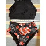 None NWOT High-Neck Bikini Set – Floral & Black (Size S) Photo 3