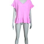 Crown & Ivy Pink Ruffle Short Sleeve Top Photo 1
