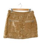 Free People Dust To Dust Crushed Velvet Tan Mini Skirt Festival size 6 Photo 1