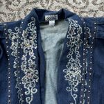 Vintage Pretty Bleu Denim Embroidered Studded Jacket Blue Large Photo 2