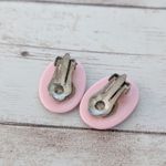 Vintage Clip On Earrings Woodgrain Pattern Oval Photo 6