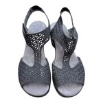 JBU By Jambu Sandals Womens 10 M Chloe Ankle Straps Gray Wedge Heels Laser Cut Black Photo 1