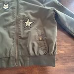 Hippie Rose ⭐️  Sequinned Patch Bomber Jacket Army Green Coat‎ Outerwear Size XL Photo 3
