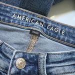 American Eagle Mom Jeans Women Size 00 Reg Blue Mid Rise Destroyed Photo 3