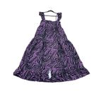 En Saison Purple Black Tiger Print Ruffle Strap Tiered Midi Dress Size SMALL Photo 1