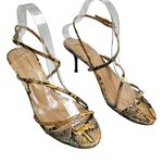 Aquazzura Carolyne Snakeskin Sandals Women’s Size 9 Yellow Strappy Heel Flawed Photo 0