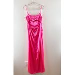 Retrofete Rosa Corset Drape Open Back Satin Maxi Slip Gown Dress Hot Pink Large Photo 9