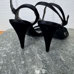 Coach Bethanie Black Satin Strappy Knot Heels Pumps Ankle Strap Stiletto 9.5 Photo 3