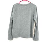 Loft Size Medium Sweater Gray Lacey Front Pullover Casual Cute Cottagecore Cozy Photo 1