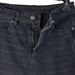 American Eagle  SZ 2 Mom Straight Jeans Distressed Pockets High-Rise Faded Black Photo 3