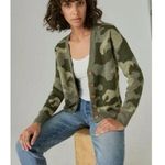 Lucky Brand  Camouflage Cardigan Sweater Small Green Button Up Soft Wool Blend Photo 0
