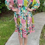 LULALIFE L Australian Boho Boutique Tropical Dress Green Size L Photo 1