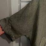 Lauren Vidal Linen Button Front Short Sleeve Hood Lagenlook Cardigan Top Photo 5