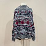 Roxy Grey Knit Cardigan with Geometric Designs Size Medium Photo 3