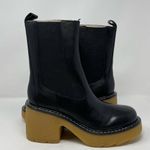 Marc Fisher NEW  Fredy Boots 8 Black Leather Chunky Block Heel Lug Sole Pull On Photo 1