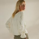 Free People  Chunky Cable Knit Sandre Pullover Sweater Ivory Size Large Ethereal Photo 3
